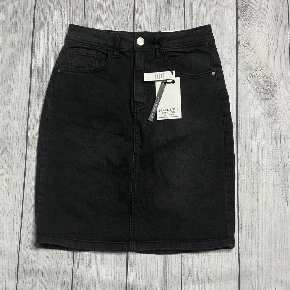 Brave Soul Veronica High Waisted Denim Skirt Women 8 NWT